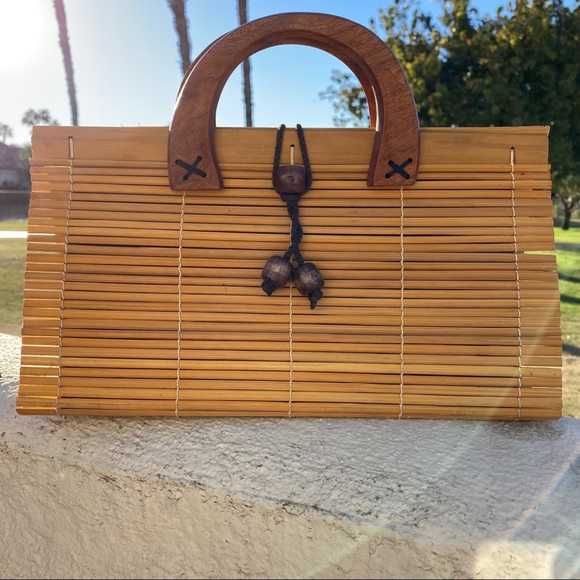 handmade Handbags - Vintage Bamboo Collapsible Handbag